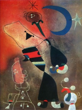  frauen - Frau und Vogel in der Mondschein Joan Miró